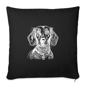 Portrait de teckel fantaisie pour papa teckel - Housse de coussin décorative 45 x 45 cm - noir - Devant