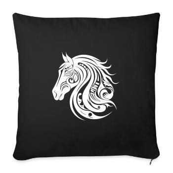 Style de tatouage de portrait de cheval joli - Housse de coussin décorative 45 x 45 cm - noir - Devant
