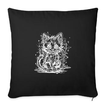 Cute Little Puss Cat in Graffiti Style - Sofa pillowcase 17,3'' x 17,3'' (45 x 45 cm) - black - Front