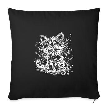 Cute cuddly cat in graffiti tattoo style - Sofa pillowcase 17,3'' x 17,3'' (45 x 45 cm) - black - Front