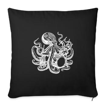 Octopus plays drums - Sofa pillowcase 17,3'' x 17,3'' (45 x 45 cm) - black - Front