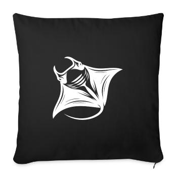 Elégante raie manta géante en vol - Housse de coussin décorative 45 x 45 cm - noir - Devant