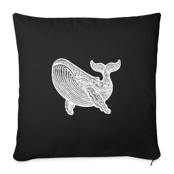 Grande baleine plongeuse Vintage créature de mer - Housse de coussin décorative 45 x 45 cm - noir - Devant
