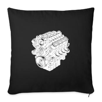 Engine Block Cylinder Fan Displacement Engine - Sofa pillowcase 17,3'' x 17,3'' (45 x 45 cm) - black - Front