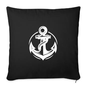 Old wet anchor with thick rope - Sofa pillowcase 17,3'' x 17,3'' (45 x 45 cm) - black - Front
