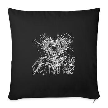 Heart in love bubbling out of hand in splash - Sofa pillowcase 17,3'' x 17,3'' (45 x 45 cm) - black - Front