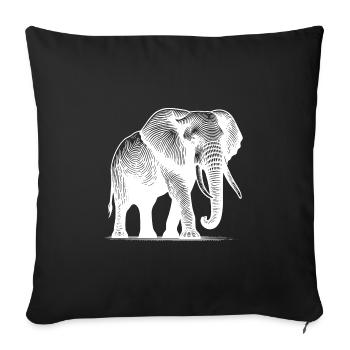 Elephant - Large safari proboscis with tusks - Sofa pillowcase 17,3'' x 17,3'' (45 x 45 cm) - black - Front