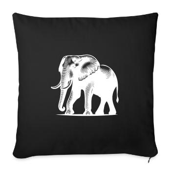 Elephant Portrait - Safari proboscis with tusks - Sofa pillowcase 17,3'' x 17,3'' (45 x 45 cm) - black - Front
