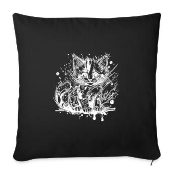Cute little house cat in graffiti style - Sofa pillowcase 17,3'' x 17,3'' (45 x 45 cm) - black - Front