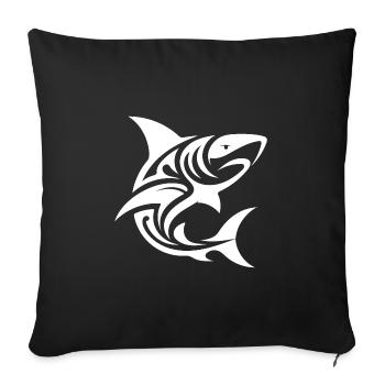 Tribal Tiger Shark Style Diver Fan Tattoo - Housse de coussin décorative 45 x 45 cm - noir - Devant