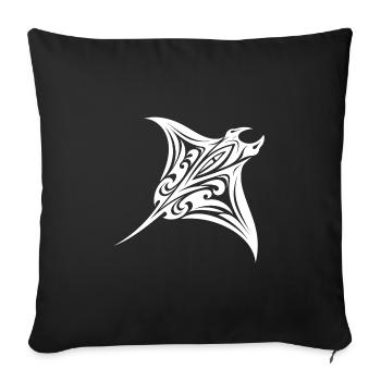 Tribal Manta Ray Style Diver Fan Tattoo - Sofa pillowcase 17,3'' x 17,3'' (45 x 45 cm) - black - Front