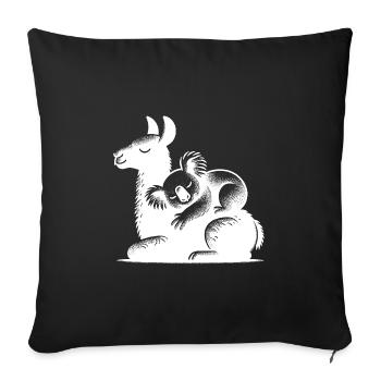 Sleeping koala on a sleeping llama - Sofa pillowcase 17,3'' x 17,3'' (45 x 45 cm) - black - Front