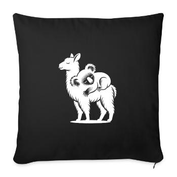Lama drôle avec un koala effrayant sur son dos - Housse de coussin décorative 45 x 45 cm - noir - Devant