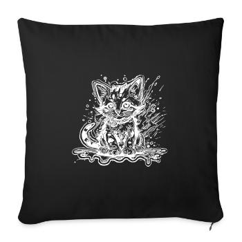 Cute Little Puss Cat in Graffiti Style - Sofa pillowcase 17,3'' x 17,3'' (45 x 45 cm) - black - Front