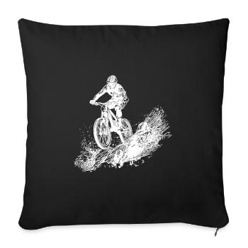 Radfahrer Schlamm Berg Abfahrt - Sofakissenbezug 45 x 45 cm - Schwarz - Vorne