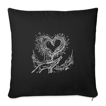 Splash Partner en forme de coeur de la main de la famille - Housse de coussin décorative 45 x 45 cm - noir - Devant
