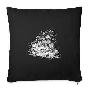 Vintage Steam Locomotive on Tracks Under Steam - Sofa pillowcase 17,3'' x 17,3'' (45 x 45 cm) - black - Front