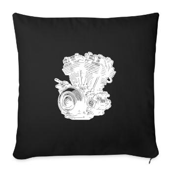Motorcycle Engine Block Cylinder Fan Displacement Engine - Sofa pillowcase 17,3'' x 17,3'' (45 x 45 cm) - black - Front