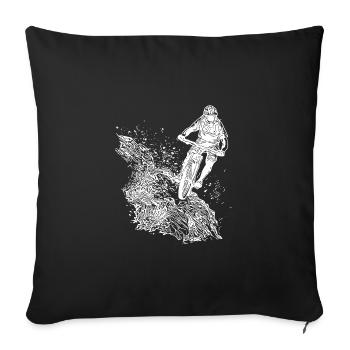 Mountain biker, bike, mountain, gravel, descent - Sofa pillowcase 17,3'' x 17,3'' (45 x 45 cm) - black - Front