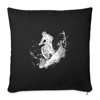Rain, Cyclist, Mud, Forest, Downhill - Sofa pillowcase 17,3'' x 17,3'' (45 x 45 cm) - black - Front