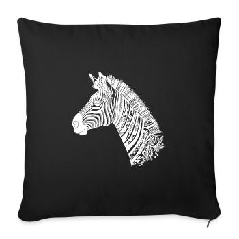 Lignes de style de tatouage de tête de zèbre - Housse de coussin décorative 45 x 45 cm - noir - Devant