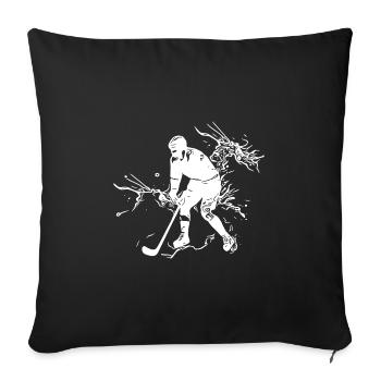Ice hockey player in an ice cloud - Sofa pillowcase 17,3'' x 17,3'' (45 x 45 cm) - black - Front