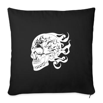 Laughing Burning Grinning Tattoo Skull - Sofa pillowcase 17,3'' x 17,3'' (45 x 45 cm) - black - Front