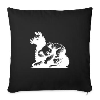 Cute koala on a sleeping llama - Sofa pillowcase 17,3'' x 17,3'' (45 x 45 cm) - black - Front