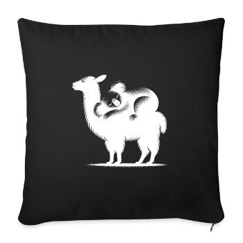 Cuddly llama with chilling koala on her back - Sofa pillowcase 17,3'' x 17,3'' (45 x 45 cm) - black - Front
