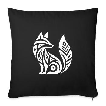 Schlauer Fuchs im Tribal Tattoo Style - Sofakissenbezug 45 x 45 cm - Schwarz - Vorne
