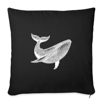 Grande baleine vintage créature marine massive - Housse de coussin décorative 45 x 45 cm - noir - Devant