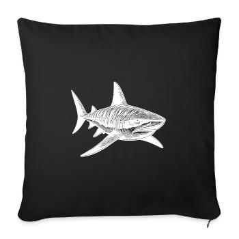 Grand requin tigre Vintage requin animal préféré - Housse de coussin décorative 45 x 45 cm - noir - Devant
