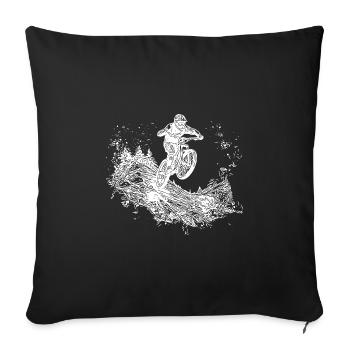 Cyclist Mountain Biker Mountain Downhill Jump - Sofa pillowcase 17,3'' x 17,3'' (45 x 45 cm) - black - Front