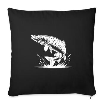 Big Leaping Pike Fish - Sofa pillowcase 17,3'' x 17,3'' (45 x 45 cm) - black - Front