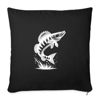 Big Jumping Zander Fish - Sofa pillowcase 17,3'' x 17,3'' (45 x 45 cm) - black - Front