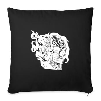 Crâne de feu Tattoo Style Portrait - Housse de coussin décorative 45 x 45 cm - noir - Devant