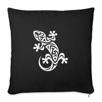 Petit gecko dans le style de tatouage tribal - Housse de coussin décorative 45 x 45 cm - noir - Devant