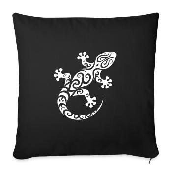 Gecko bébé tribal dans le style de tatouage - Housse de coussin décorative 45 x 45 cm - noir - Devant