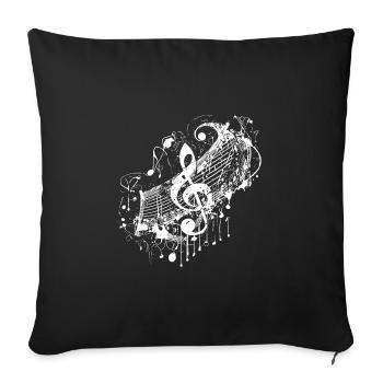 Clé de musique Vintage dans le Style de tatouage - Housse de coussin décorative 45 x 45 cm - noir - Devant