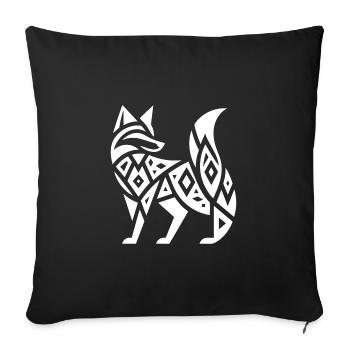 Eleganter Fuchs im Tribal Tattoo Style - Sofakissenbezug 45 x 45 cm - Schwarz - Vorne
