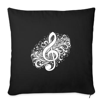 Clé de musique avec partitions vintage - Housse de coussin décorative 45 x 45 cm - noir - Devant