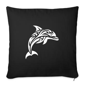 Jumping Cute Tattoo Dolphin - Sofa pillowcase 17,3'' x 17,3'' (45 x 45 cm) - black - Front