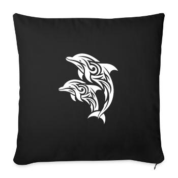 Bottlenose dolphin Tribal Tattoo Jumping Dolphins - Sofa pillowcase 17,3'' x 17,3'' (45 x 45 cm) - black - Front