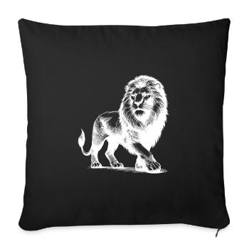 Lion fier et élégant - Housse de coussin décorative 45 x 45 cm - noir - Devant