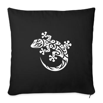 Gecko mignon dans le style de tatouage tribal - Housse de coussin décorative 45 x 45 cm - noir - Devant