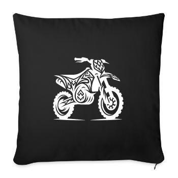 Machine tout-terrain de moto dans le style de tatouage - Housse de coussin décorative 45 x 45 cm - noir - Devant