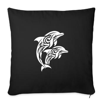 Jumping Tribal Tattoo Dolphins - Sofa pillowcase 17,3'' x 17,3'' (45 x 45 cm) - black - Front