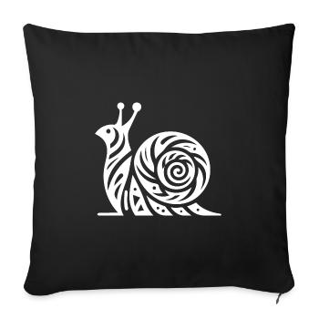 Curious snail with house in tattoo style - Sofa pillowcase 17,3'' x 17,3'' (45 x 45 cm) - black - Front