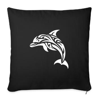 Cute Jumping Tattoo Dolphin Bottlenose dolphin - Sofa pillowcase 17,3'' x 17,3'' (45 x 45 cm) - black - Front