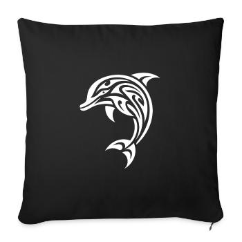 Springender kleiner süsses Baby Delfin Tattoo - Sofakissenbezug 45 x 45 cm - Schwarz - Vorne